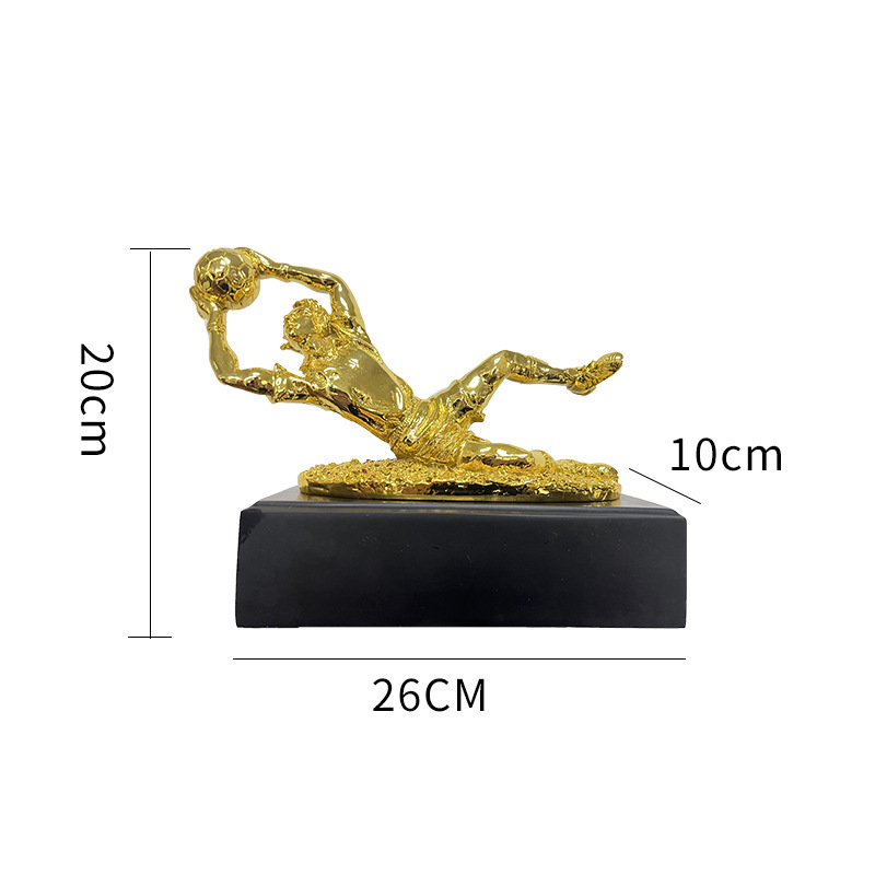 Copa de Europa Trofeo de portero de fútbol Guantes de oro Tirador de portero Trofeo de pelota de oro Partido de resina Trofeo de fútbol grabado