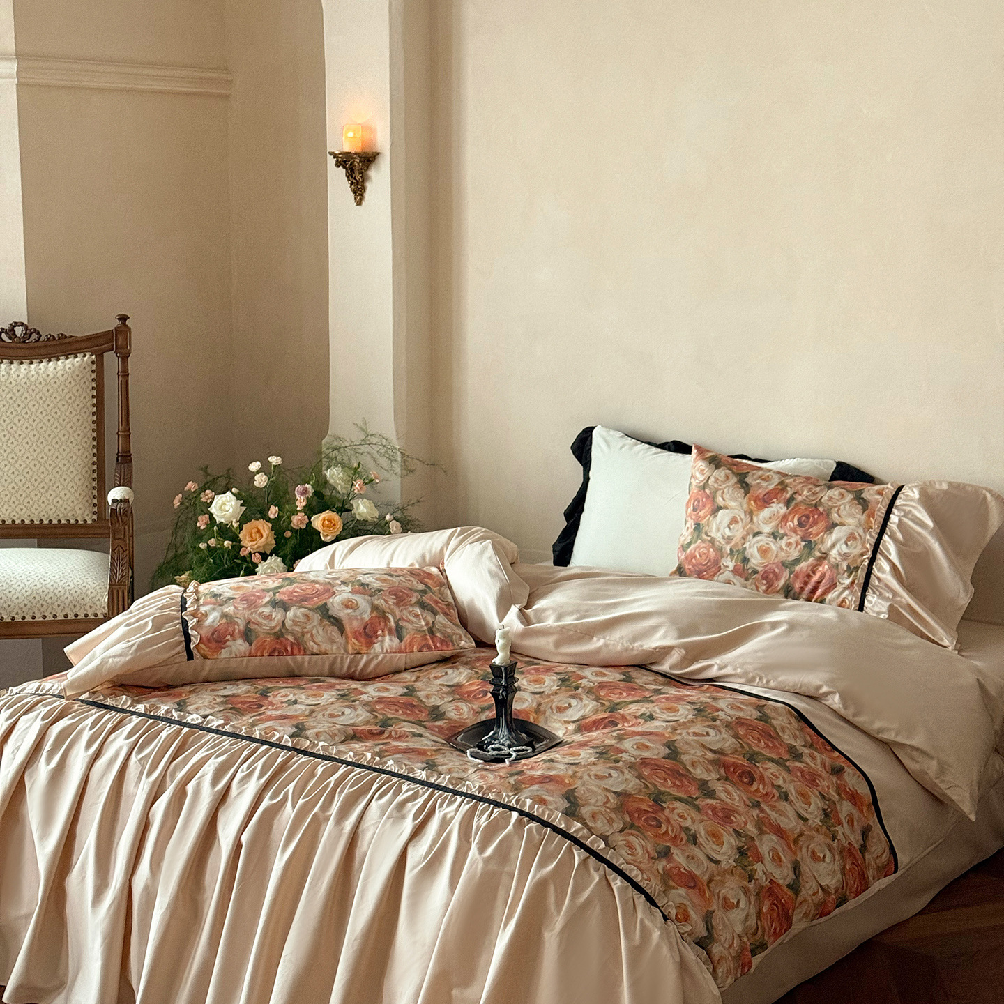 Conjunto de capa de edredão vintage boho em algodão estilo óleo_voghion.com