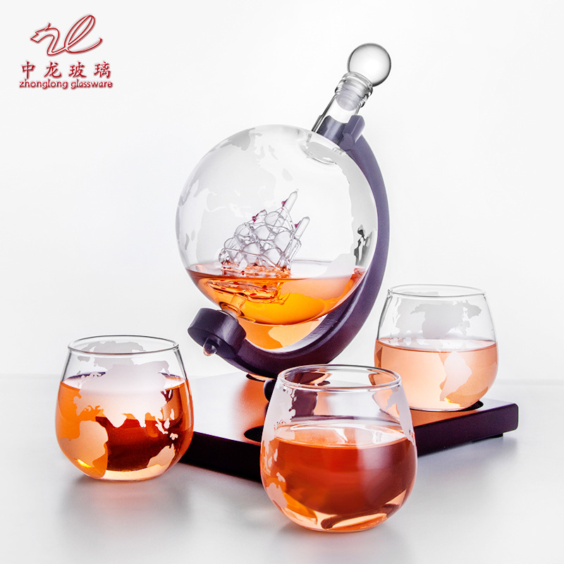 Decantador de whisky con forma de globo terráqueo, borosilicato, con mapa, juego de bar, venta en Amazon