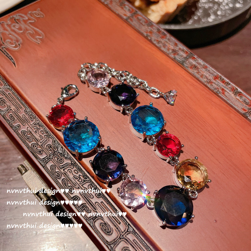 가넷 레드 거위 옐로우 컬러 지르콘 배열 팔찌 하나