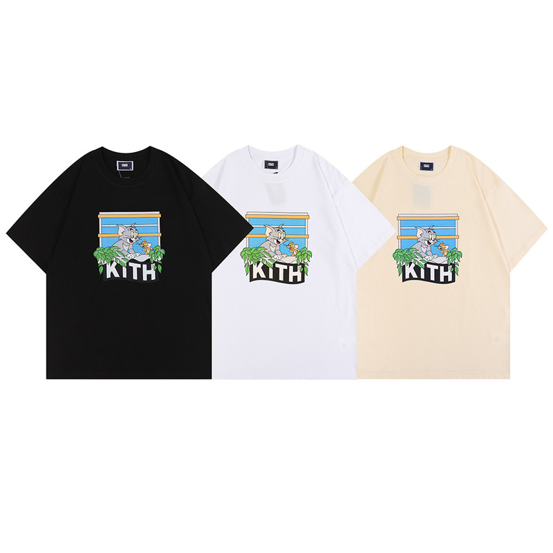 Kith Classic Small Logo Small Label Godfather Coke Joint Simple Fashion Couple Pure Cotton Men's and Women's Short-Sleeved T-Shirt