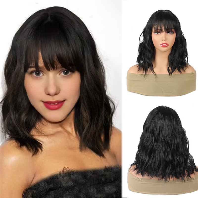Foreign Trade Wigs for Women, Shoulder-Length Wool Curls, Face-Shaping, Stylish, Colorful Curly Hair, Synthetic Short Hair, Full Head Wigs Wholesale