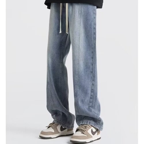 Jeans for men's summer American retro oversize pants, wide-leg straight mopping pants, high street fashion brand dad pants