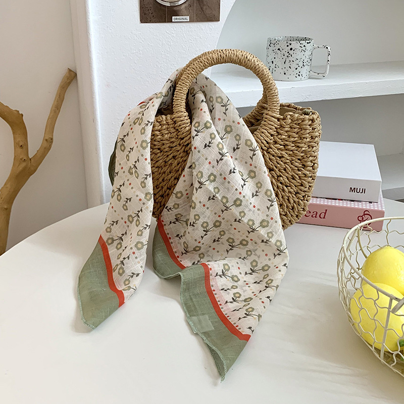 Cintas para el cabello, nueva impresión de letras coreanas, bufandas de seda, decoración profesional para mujeres, bufandas con bufandas cuadradas