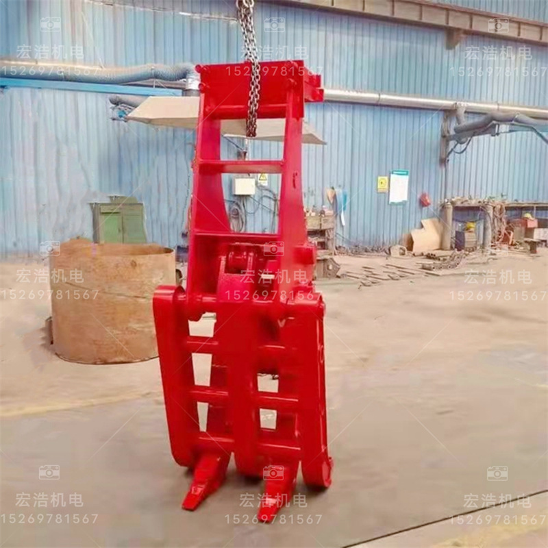 小型简易套壁式3+2五齿夹钢机 挖机伸缩臂机械旋转抓木器挖掘机