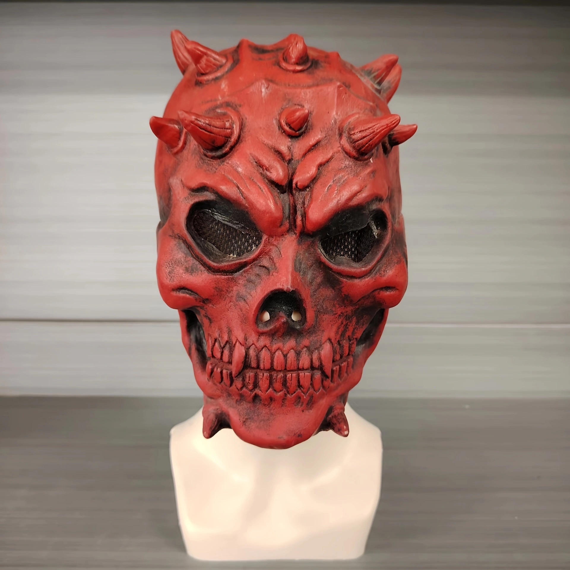 Craneos rojos Cavernos guerreros Máscara de látex Cavernos de muerte Horror Horror Decoración de Halloween Oscura