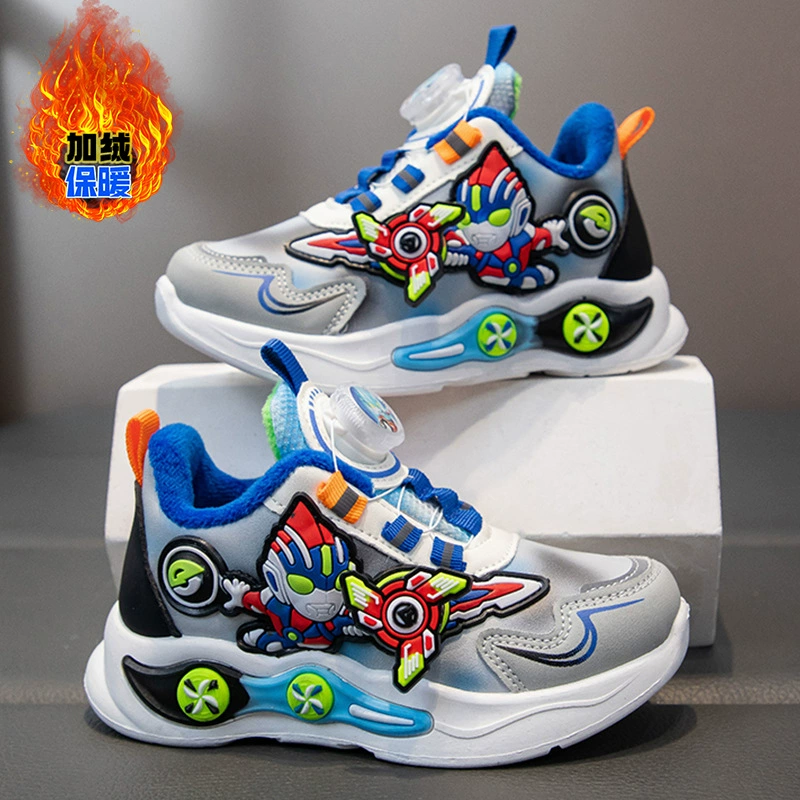 Спортивная обувь для мальчиков Толстая детская беговая обувь зимняя бархатная детская обувь для мальчиков из хлопка теплая мягкая подошва повседневная хлопковая обувь