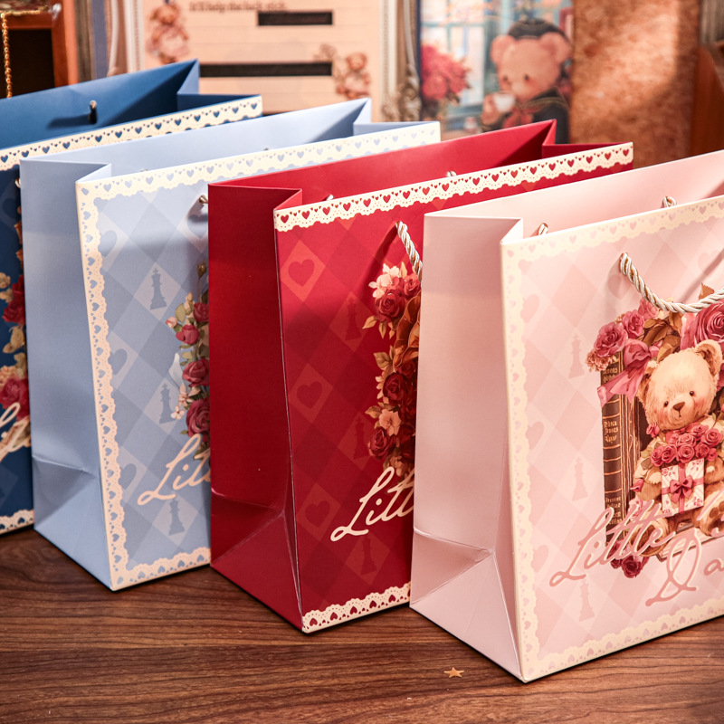 Bolso de regalo del Sr. Paper, serie de música de baile de oso, bolso de transporte de embalaje de regalo de dibujos animados lindo y de alto valor