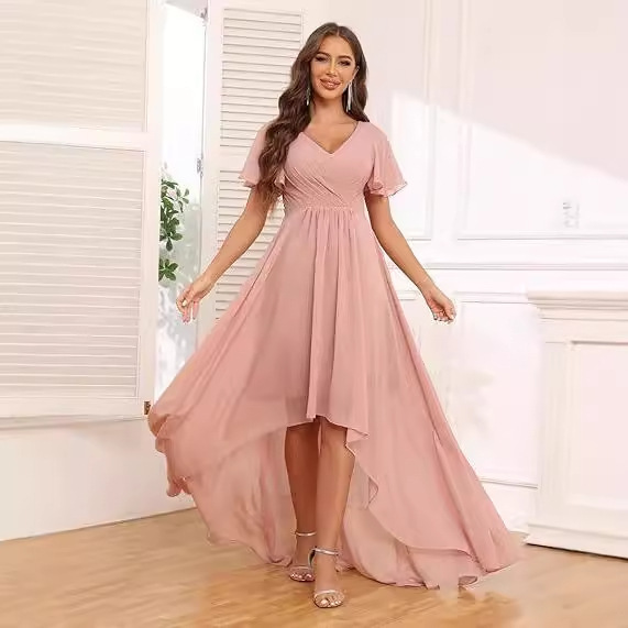 2026 European and American Cross-Border Evening Dress, Plus Size, Backless, Waist-Cinching, V-Neck, Slimming, Sexy, Banquet, Prom, Party Dress