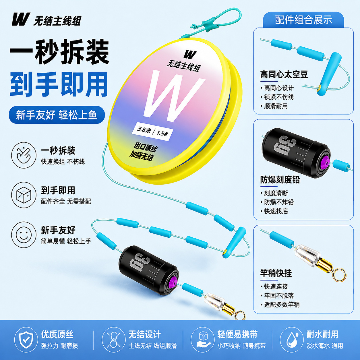 Aohu Reinforced Knotless Fishing Line Main Line Fishing Line Tied Fishing Line Fishing Platform Fishing High-End Bighead Carp Line Set Wholesale