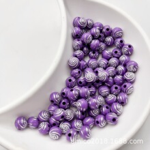 批发8mmDYI亚克力彩色散珠银色点风圈玫瑰花直孔珠串珠饰品配件