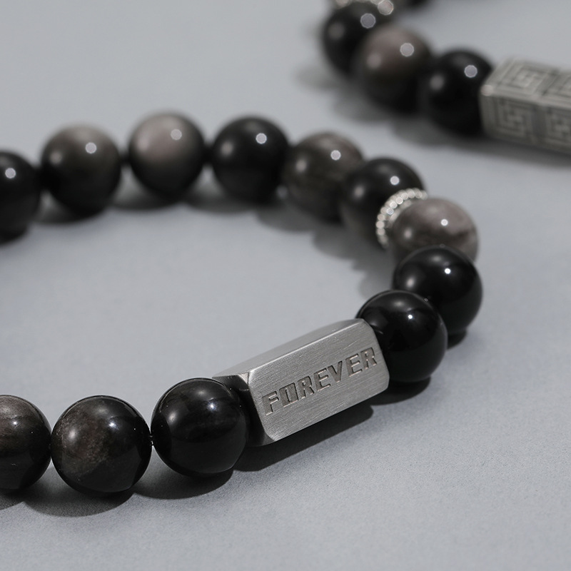 36g Weight Bracelets Classification Simple Style Geometric Color Block Obsidian Bracelets In Bulk