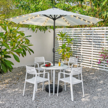 户外桌椅伞遮阳伞庭院露天外摆奶茶店休闲白色商用网红塑料椅组合