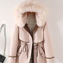 2024外贸中长款两穿派克服女活里活面可拆卸内里棉衣连帽羽绒棉服