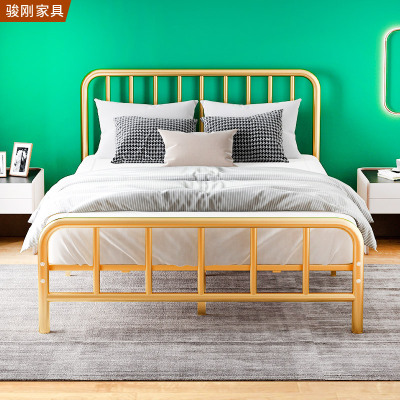简约龙骨床碳钢床架现代简约双人床架出租房公寓单人1.2米铁床|ms