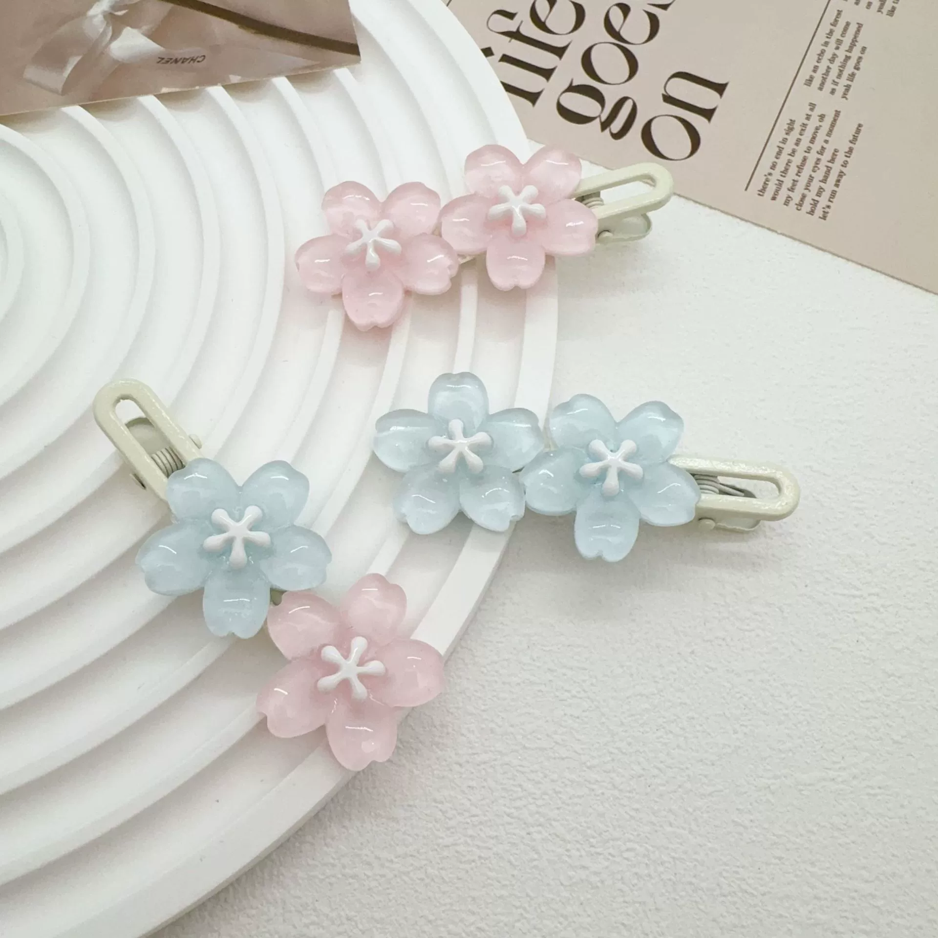 Заколка для волос Jelly Cherry Blossom, смоляная боковая клипса, 6 см, пастельные цвета