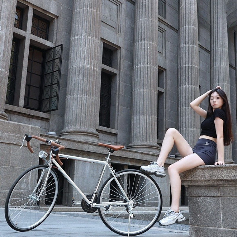 Bicycle Road Bike Adult Straight Handlebar Retro Variable Speed Curved Handlebar Brake Men's and Women's Commuter Student Bicycle Can Be Wholesaled