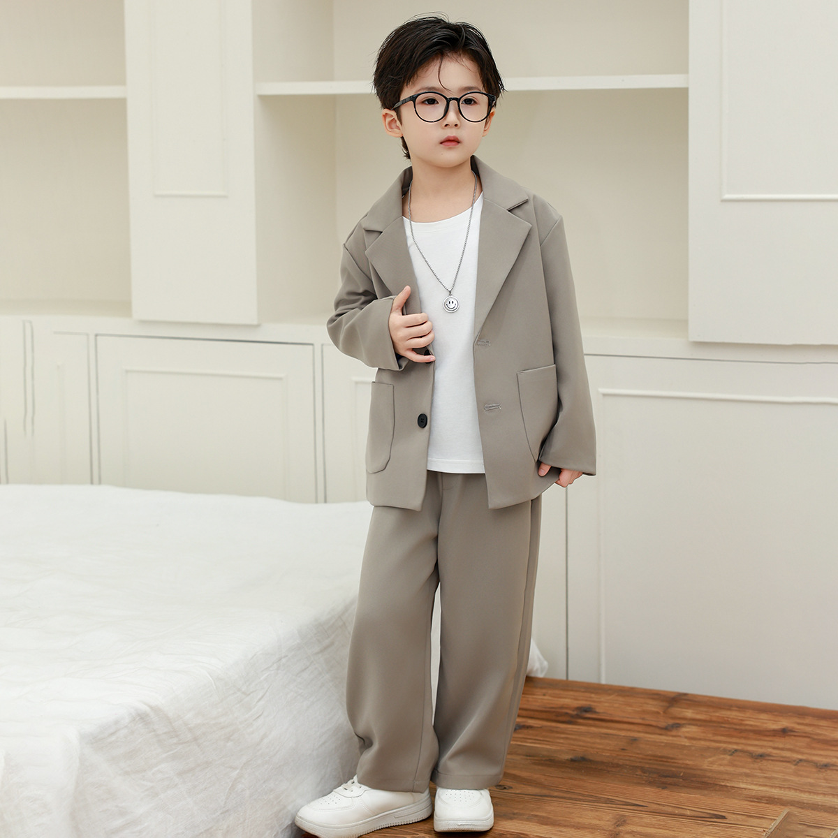Children's Suit Suit Boy's Autum Casual High-End Birthday Dress 2025 New Boy Handsome Little Suit