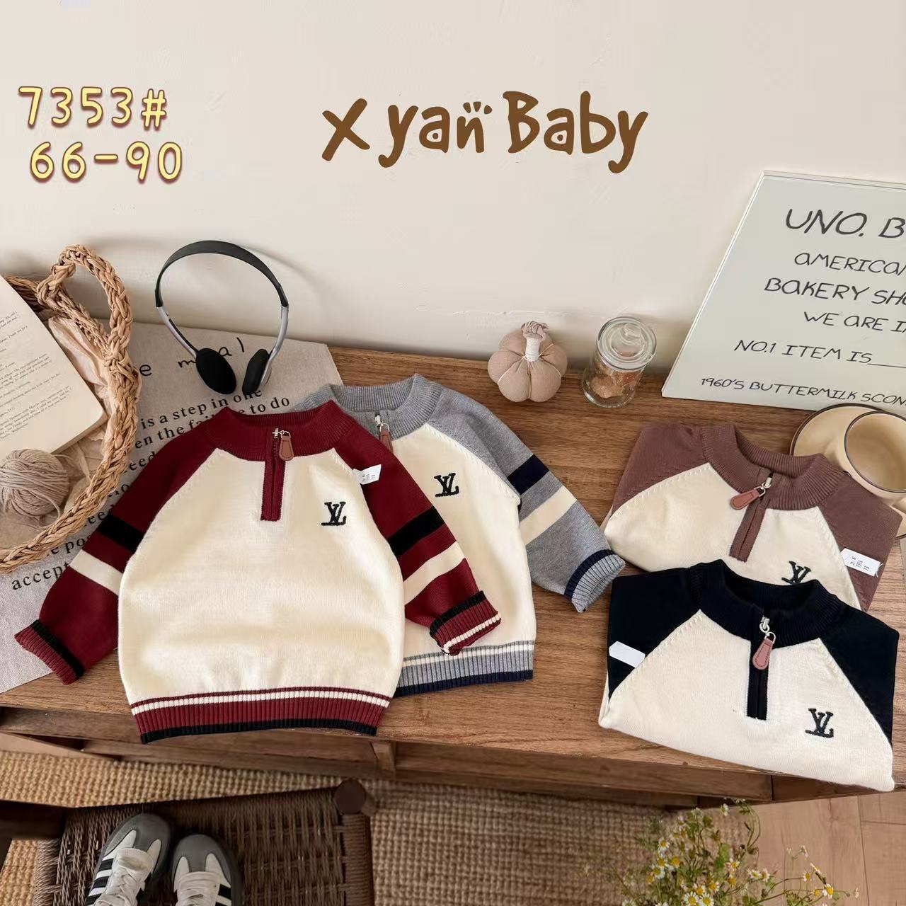 Knitted children's demi-season trend sweater for boys with a round…