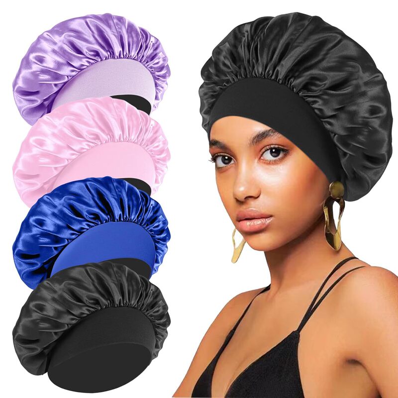 Factory Direct Sales Amazon Cross-Border Export Wide-Brimmed Headscarf Beauty Cap Hair Care Cap Women's Care Satin Nightcap Factory Direct Sales Amazon Cross-Border Export Wide-Brimmed Headscarf Beauty Cap Hair Care Cap Women's Care Satin Nightcap