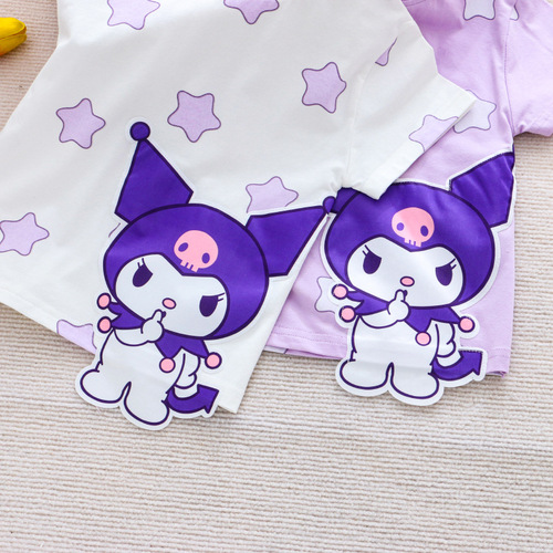 2024 Children's Summer Clothing New Girls' Short-Sleeve Printed T-Shirt Cartoon Cotton Base Shirt Top Factory Dropshipping One Piece