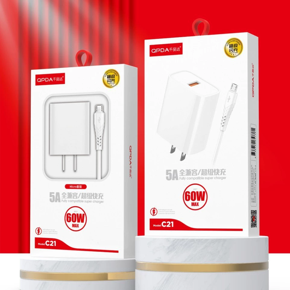 Совместимая зарядка для мобильного телефона, набор, 60W, Android