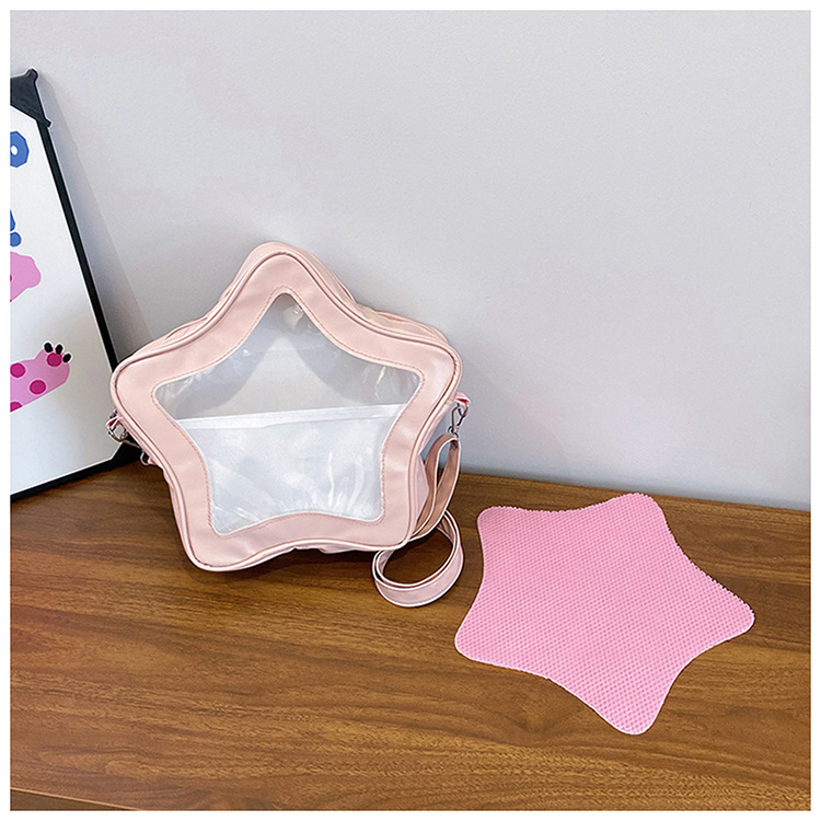 XINGX Shape Shape Unisex Pu Leather Star Solid Color Cute Sewing Thread XINGX Shape Zipper Shoulder Bag