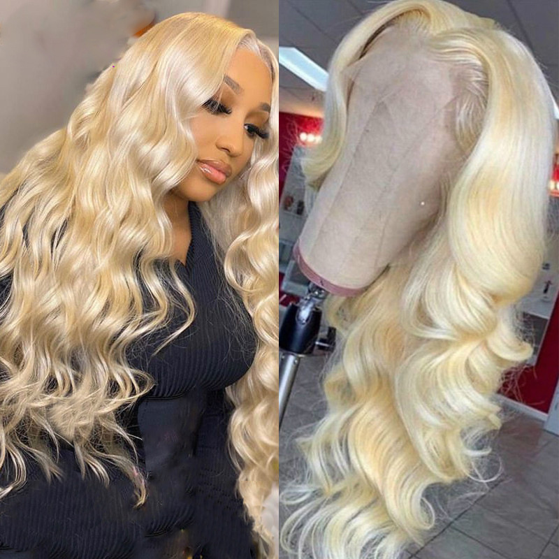 Amazon long curly wig female mid-point blonde big wave long hair simulation fashion chemical fiber headgear straight hair