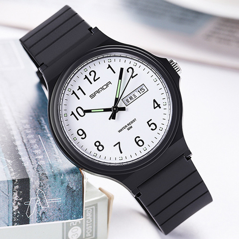 Sanda nuevo doble calendario electrónico de cuarzo reloj de mujer personalizado creativo hombres y mujeres 6060 reloj de una pieza al por mayor