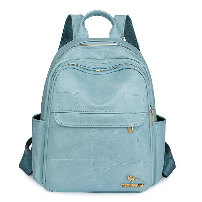 2025 primavera nuevo estilo casual retro damas cuero suave mochila de moda salvaje costura damas mochila de viaje mochila escolar