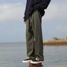 vintage军绿色裤子男秋季宽松vibe风日系直筒裤复古oversize阔腿