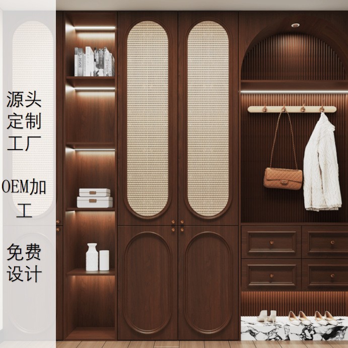 Source Factory Solid Wood Custom Painted Door Panels Song Style Aesthetic Wardrobe Bookcase Sideboard Shoe Cabinet Wine Cabinet