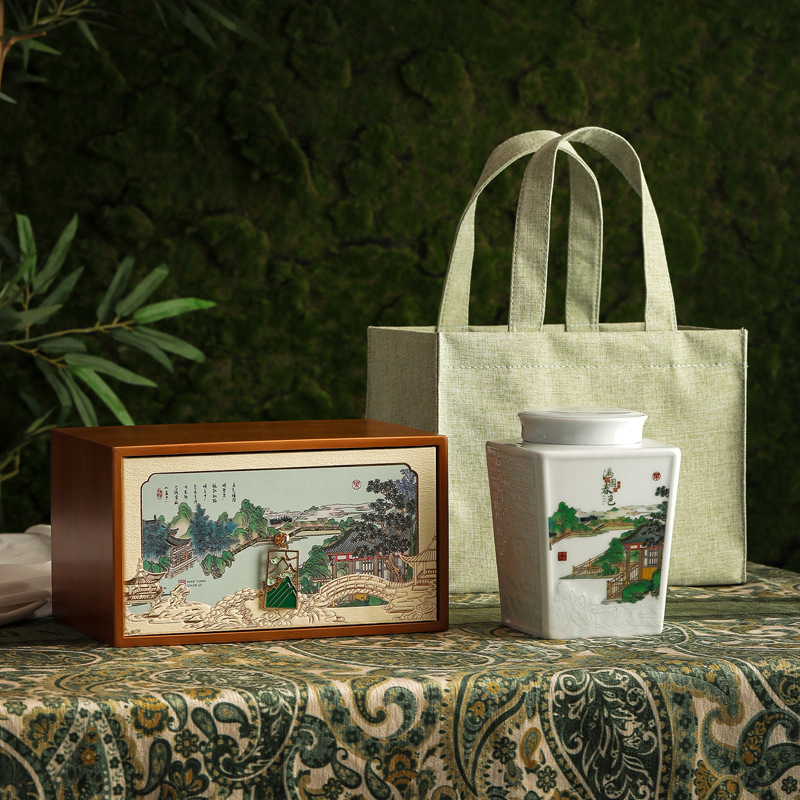 2025新款陶瓷罐头采春茶碧螺春毛尖毛峰龙井半斤装陶瓷包装盒空盒