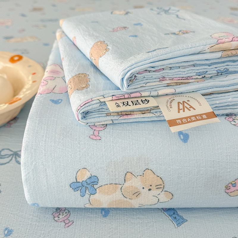 クラスA母子グレード二層糸ベッドシーツ単品寝具洗いざらし綿シーツ学生寮ベッドシーツ3点セット