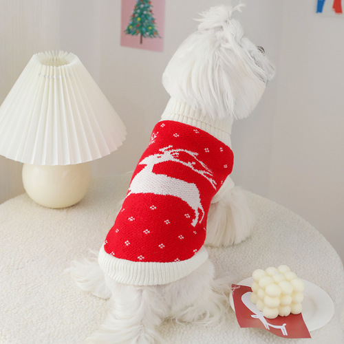 Hua Yuan Pet Dog Clothing Teddy Bichon Small Dog Cat Clothes Universal Autumn/Winter Warm Christmas Style Sweater