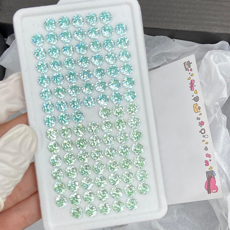 ミントマンボ氷河ブルーローズ切断面ジルコンピアス清冷感フラッシュ夏デザイン感耳飾り