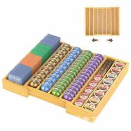 木质桌面收纳盒厨房可伸缩刀具餐具架分格咖啡胶囊茶叶盒餐具盒