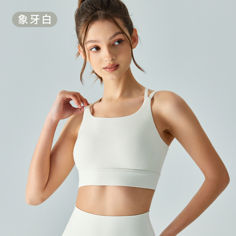 クロスボーダー新型スポーツ下着女性クロス細い肩ベルト一体式胸パッドヨガ服ブラジャーランニングフィットネスベスト|undefined