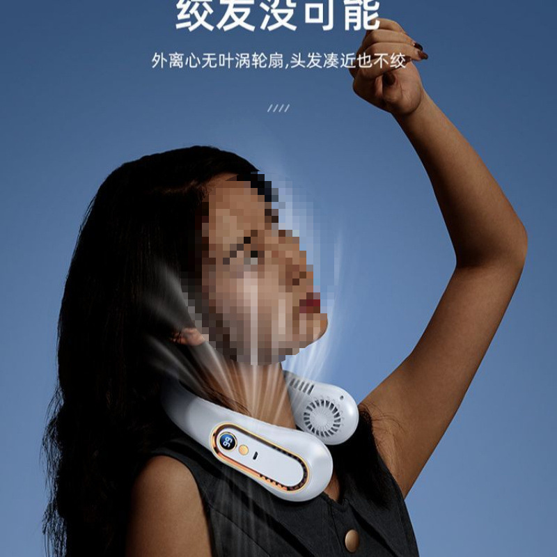ポータブルでクールなメカスタイル USB 充電式長時間耐久性低ノイズ首吊りファン超長時間スタンバイ首吊りファン|undefined