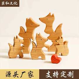 跨境木质动物拼图套装家庭拼图母亲节礼物工艺品装饰摆件