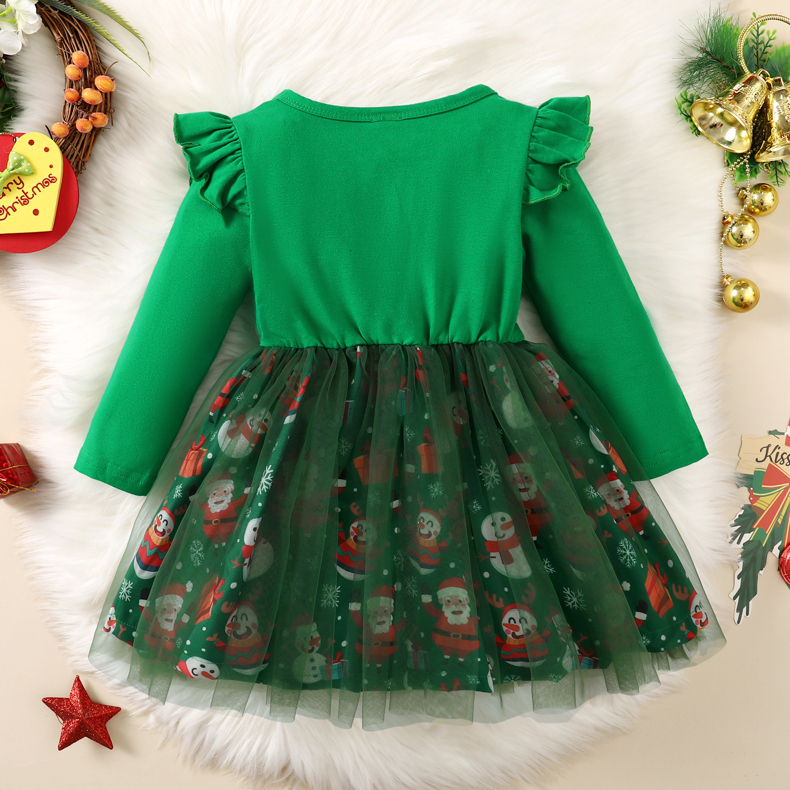 Christmas Fashion Santa Claus Letter Printing Patchwork Cotton Girls Skirts display picture 2