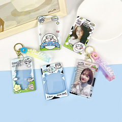 Ins style transparent plastic card holder idol photo ID access control campus meal card bag bus subway hanging card bag