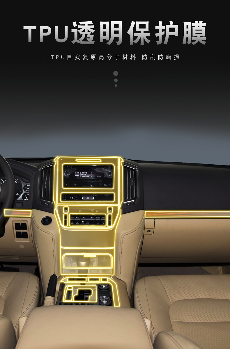 Suitable for 17-22 Land Cruiser Special Screen Central Control Interior Film Car Modification Transparent Tpu Protective Film