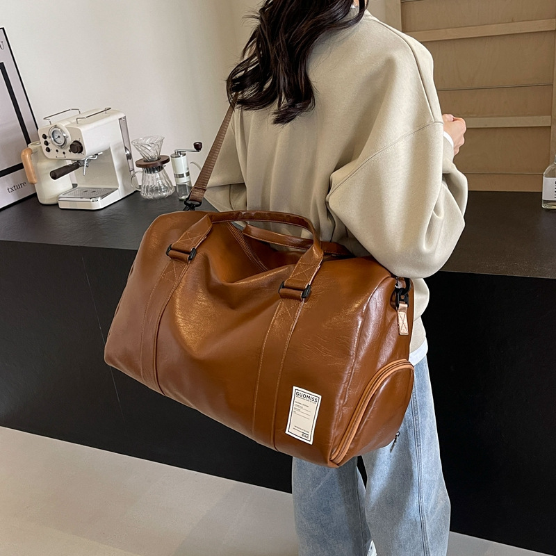 ファッション外出スポーツフィットネスバッグ乾湿分離ハンドバッグ男性用革荷物バッグ女性用大容量旅行バッグ|undefined