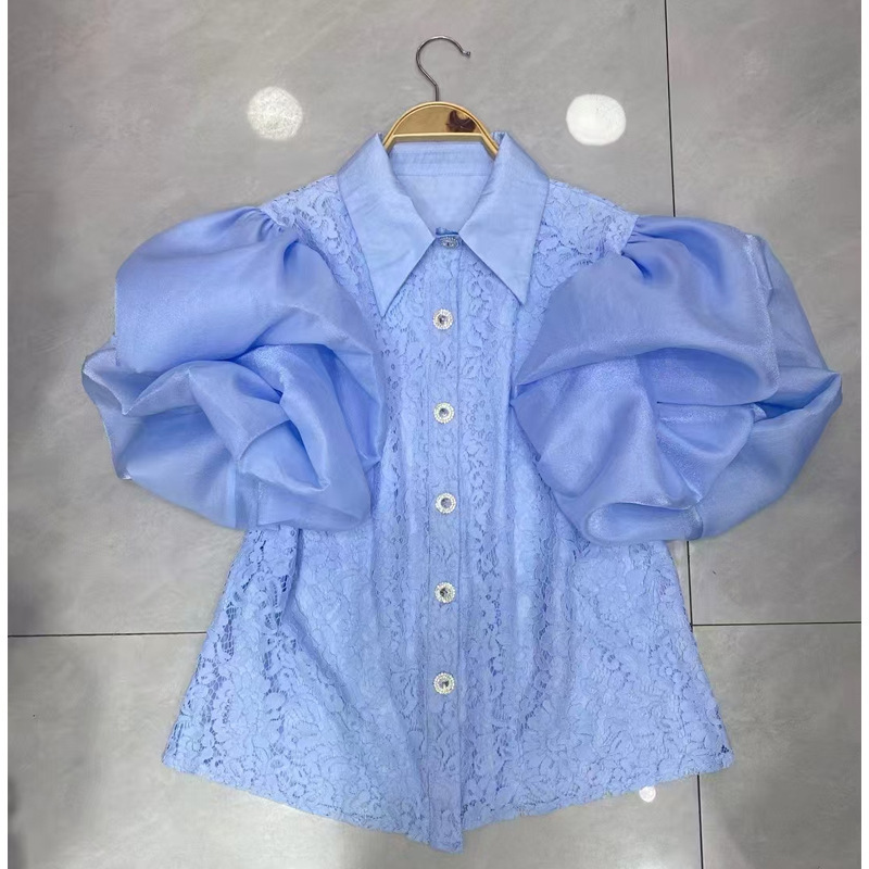 French Summer New Entry Light Luxury Fairy Puff Sleeve Royal Court Aristocratic Elegant Lace Shirt All-match Design Sense Top French Summer New Entry Light Luxury Fairy Puff Sleeve Royal Court Aristocratic Elegant Lace Shirt All-match Design Sense Top