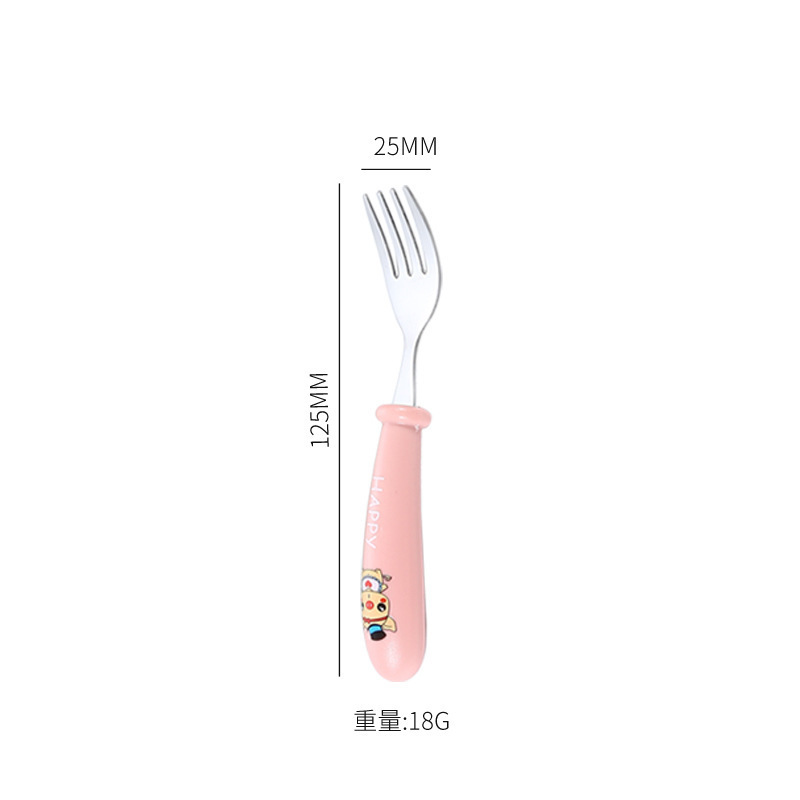 简约风304不锈钢叉勺套装儿童吃饭喂饭勺子餐具幼儿园宝宝辅食叉|undefined