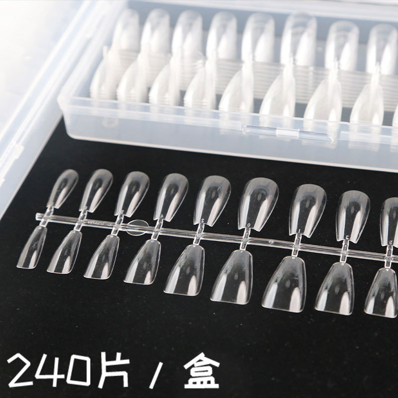 Manicure Patches, Fake Nails, Korean Style Transparent Long Style Internet Celebrity Acrylic Ladder Manicure Yiwu 240 Pieces/Box