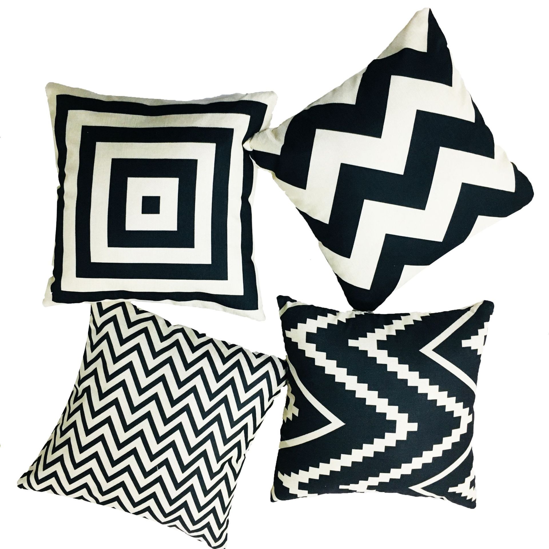 Black Geometric Stripe Pillow Case Linen Single-sided Sublimation Heat Transfer Decorative Sofa Car Cushion Without Core