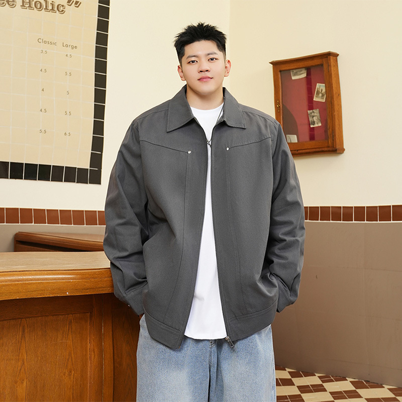 American-Style Trendy Brand Plus-Size Men's Clothing for Spring and Autumn, Oversized Loose Structure Split Lapel Casual Jacket for Men American-Style Trendy Brand Plus-Size Men's Clothing for Spring and Autumn, Oversized Loose Structure Split Lapel Casual Jacket for Men