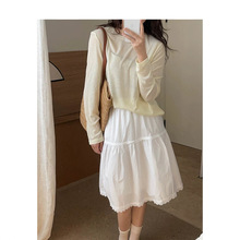 诺曼依蕾丝花边白色半身裙新款女春夏季小个子高腰显瘦A字中裙